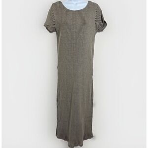 Gianni Bini Dress Womens XL Ribbed Stripes Midi Side Slits Lattice Back